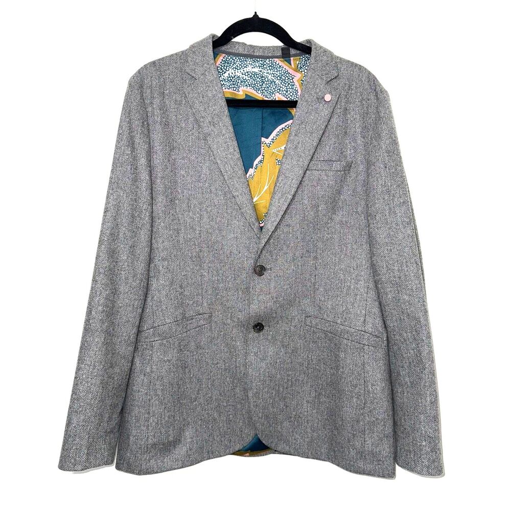 Ted Baker London Herringbone Wool Blazer - Gray 4/L
